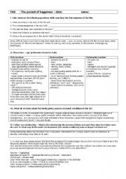 English Worksheet: The pursuit of happiness film sequence worksheet