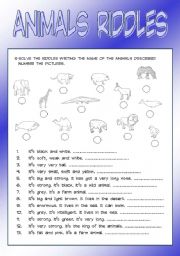 English Worksheet: Animals riddles