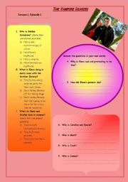 English Worksheet: movie lesson - Vampire Diaries with key