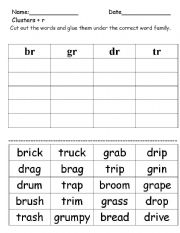 English Worksheet: Clusters with r