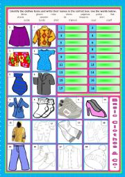 English Worksheet: Basic clothes & Co.