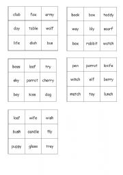 English Worksheet: Plural nouns tic-tac-toe grids