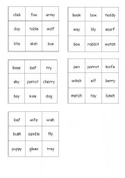 English worksheet: Plural nouns tic-tac-toe grids