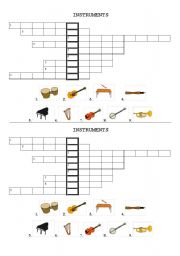 English Worksheet: INSTRUMENTS