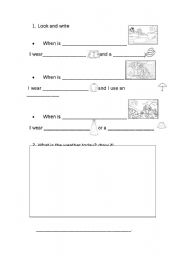 English worksheet: clothe and weather
