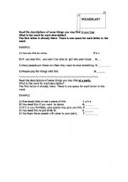 English worksheet: VOCABULARY