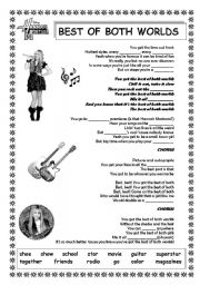 English Worksheet: Hannah Montana Song: Best of Both Worlds