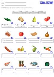 English Worksheet: This, These