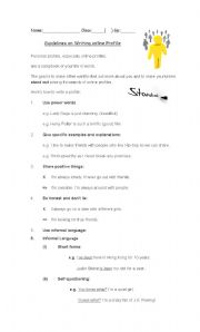 English Worksheet: Writing an Online Profile