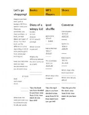 English Worksheet: Lets go shopping!