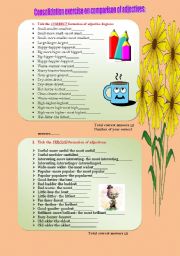 English Worksheet: Adjectives degrees of comparison, tick the correct and wrong formation of the following adjectives