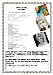 English Worksheet: song miles away by Madonna
