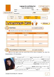 English Worksheet: Test (language use and writing) - The World of Teens+correction