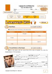 English Worksheet: Test (language use and writing) - The World of Teens (version B)+correction