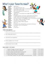 English Worksheet: food conversation reading