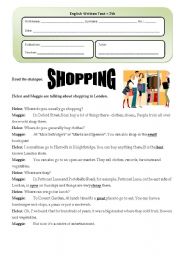 English Worksheet: Shopping (part I - reading comprehension)