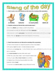 English Worksheet: Everyday activities- Slang expressions