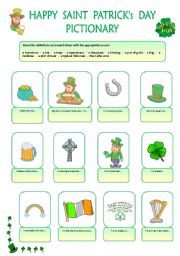 English Worksheet: HAPPY  SAINT  PATRICKS  DAY   PICTIONARY