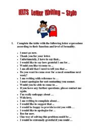 English Worksheet: IELTS Letter Writing - Style