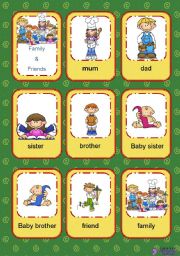 English Worksheet: Flashcards Family and Friends