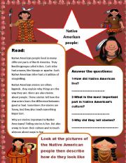 English Worksheet: Native American Pepole: