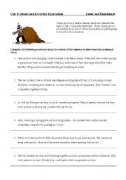 Punishment + Crimes Idioms Worksheet - UPDATED more Advanced