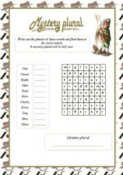 English Worksheet: Mystery plural(editable+key)