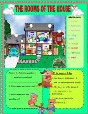 English Worksheet: THE ROOMS IN THE HOUSE