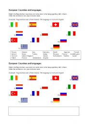 English Worksheet: European countries and languages