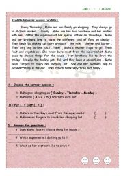 English Worksheet: supermarket