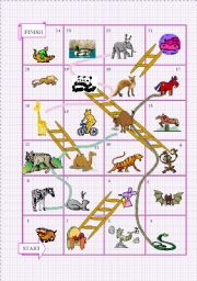 English Worksheet: animals snakes and ladders
