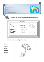 English worksheet: Classroom objects