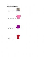 English worksheet: write the missing letters-clothes