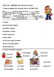 English Worksheet: VERB TO BE EXERCISES (with Phillip Martin cliparts)