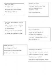 English worksheet: personal questions for movers test