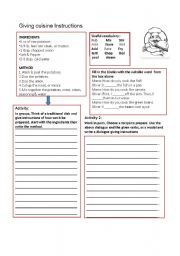 English Worksheet: giving instruction cooking