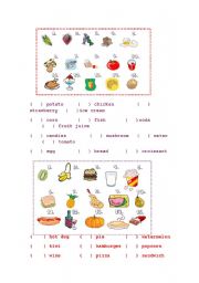 English Worksheet: teaching food