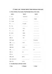 English Worksheet: Past Participle forms of the Verbs