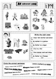 English Worksheet: All about you