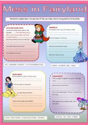 English Worksheet: Mess in Fairyland - past simple tense