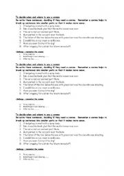 English Worksheet: Using commas