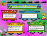 English Worksheet: Prepositions often Misused - Exercise Included (3 pages)