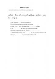 English Worksheet: phrasal verbs