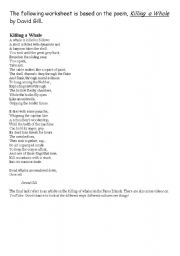 English worksheet: Poetry activity on killing whales