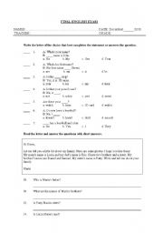 English Worksheet: Placement test