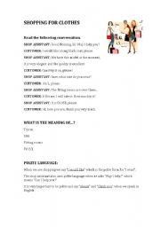 English Worksheet: Shopping for clothes