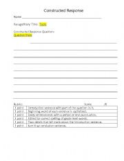 English worksheet: Constructed Written Response