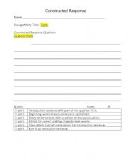English Worksheet: Constructed Written Response