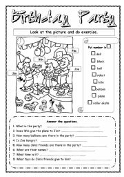 English Worksheet: Birthday Party