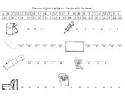 English Worksheet: Classroom objects cryptogram puzzle